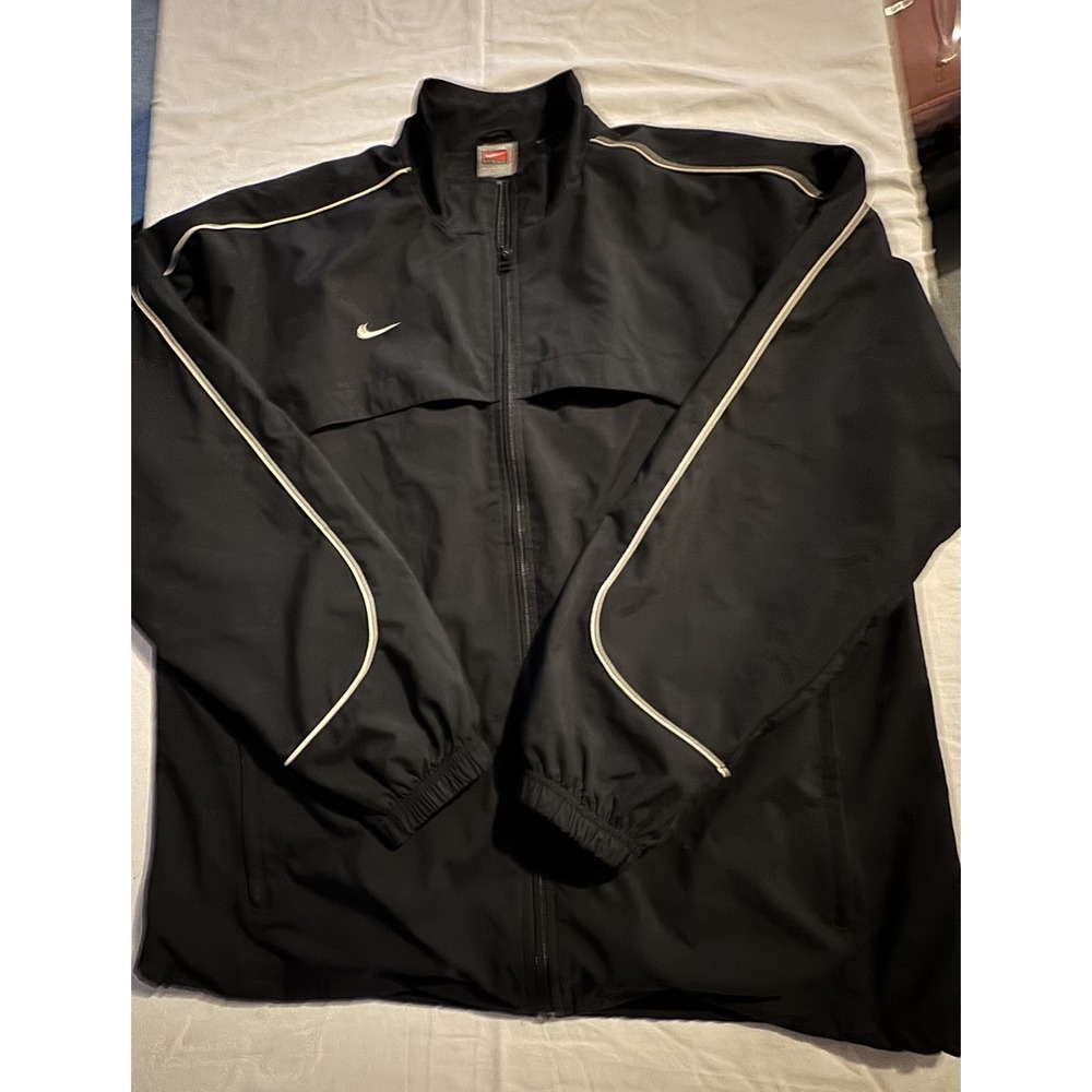 Vintage Nike Y2K Full Zip Windbreaker Track Jacket Mens XL Black Embroidered